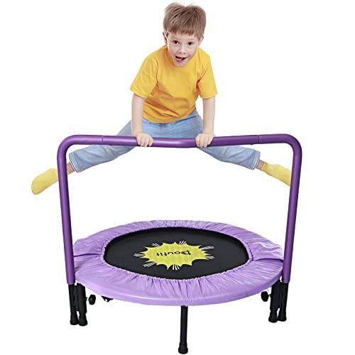 Indoor Trampoline for Kids with Handle Bar, Doufit TR-04 Mini Toddlers and Children Trampoline with Elastic Belts (2022 Upgraded)