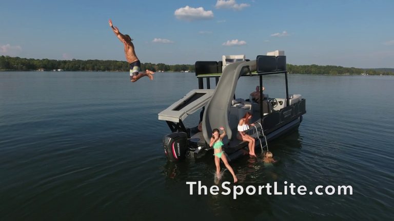 Pontoon Boat With Trampoline And Slide