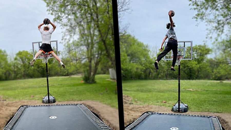 Backyard Trampoline With Basketball Hoop